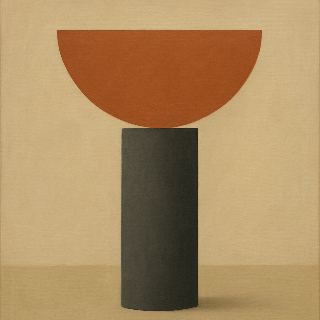 Semicircle Horizon & Minimalist Pillar No. 21 Oil Painting - View 1