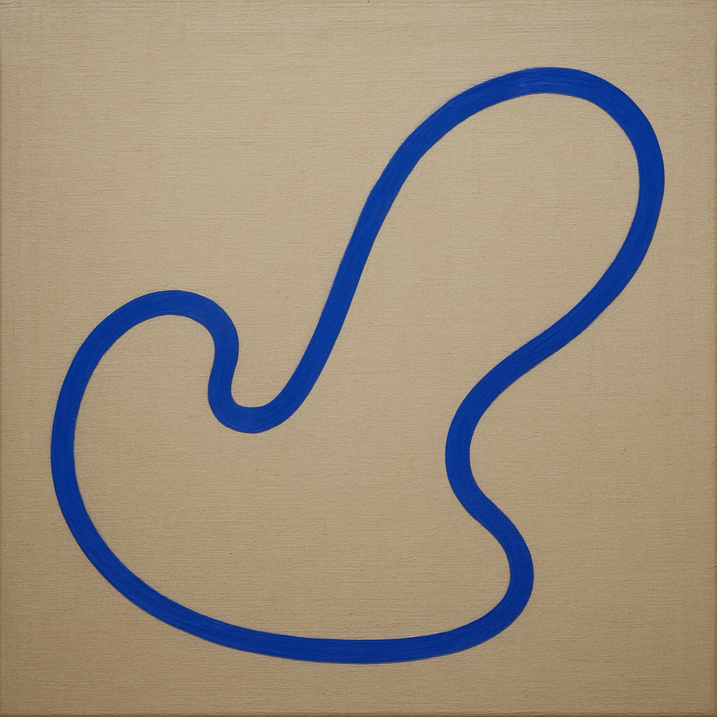 Cobalt Blue & Pale Oat Contour No. 8 - Modern Fine Art Oil Painting - View 1