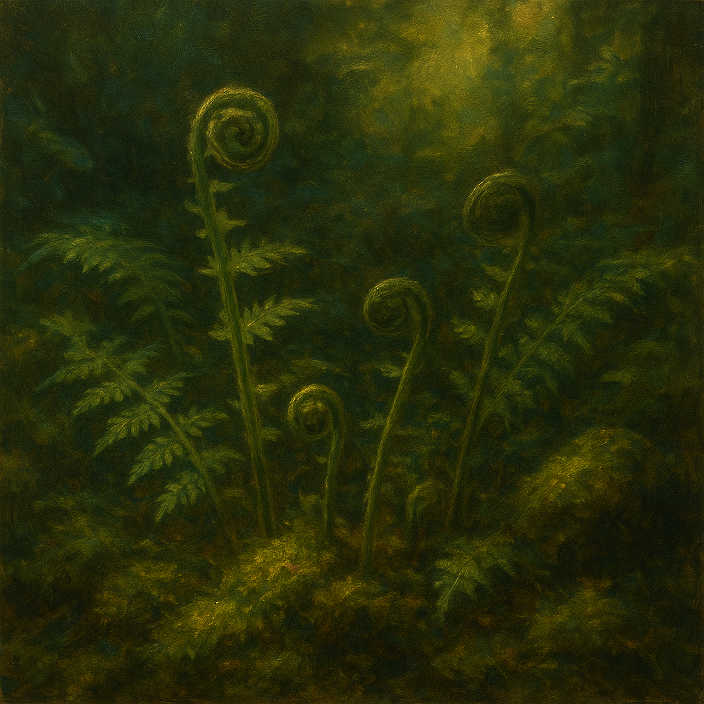Forest Ferns & Mossy Woodland Herbarium No. 5 Fine Art Oil Painting - View 1