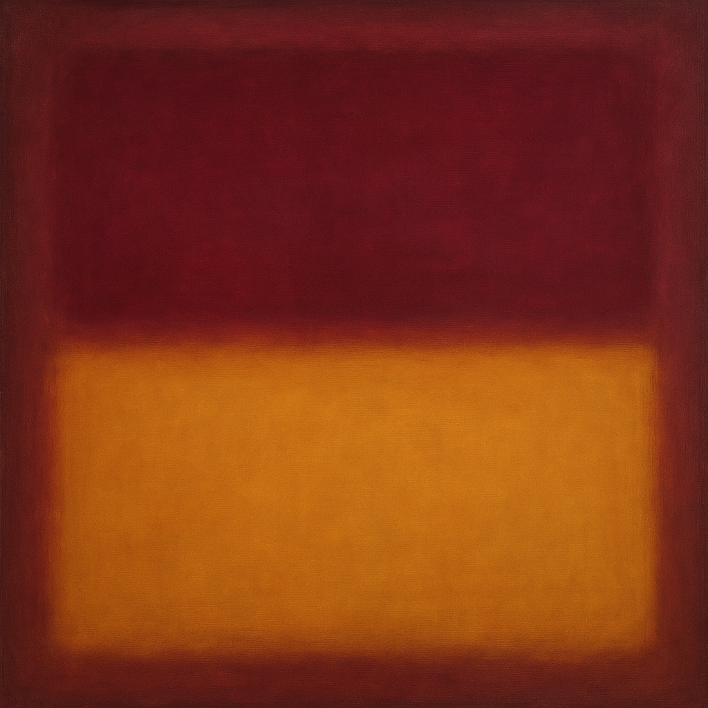 Crimson Burgundy & Saffron Gold Color Vibrations No. 23 Oil Painting 100% Hand Painted Oil on Belgian Linen Canvas, Original Fine Art Wall Decor