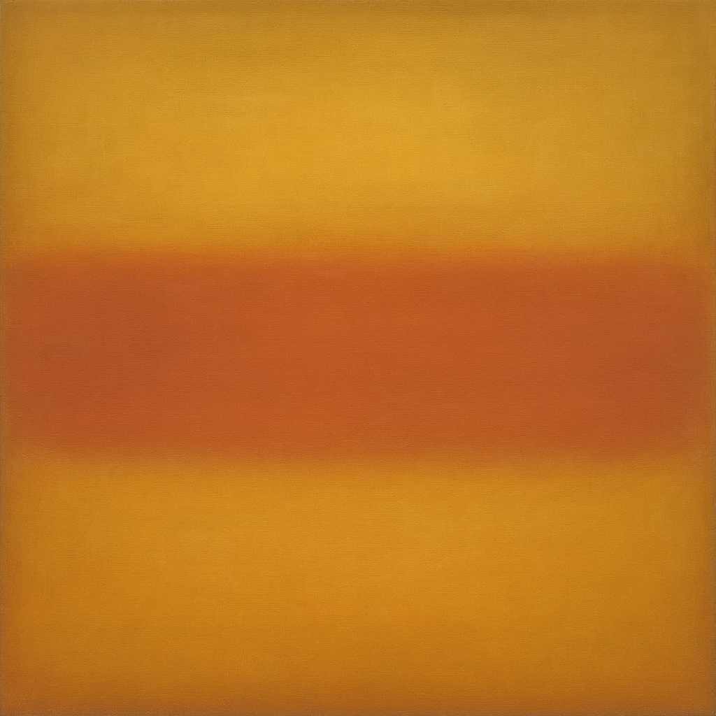 Luminous Ochre & Terracotta Horizon Color Field No. 24 Oil Painting - View 1