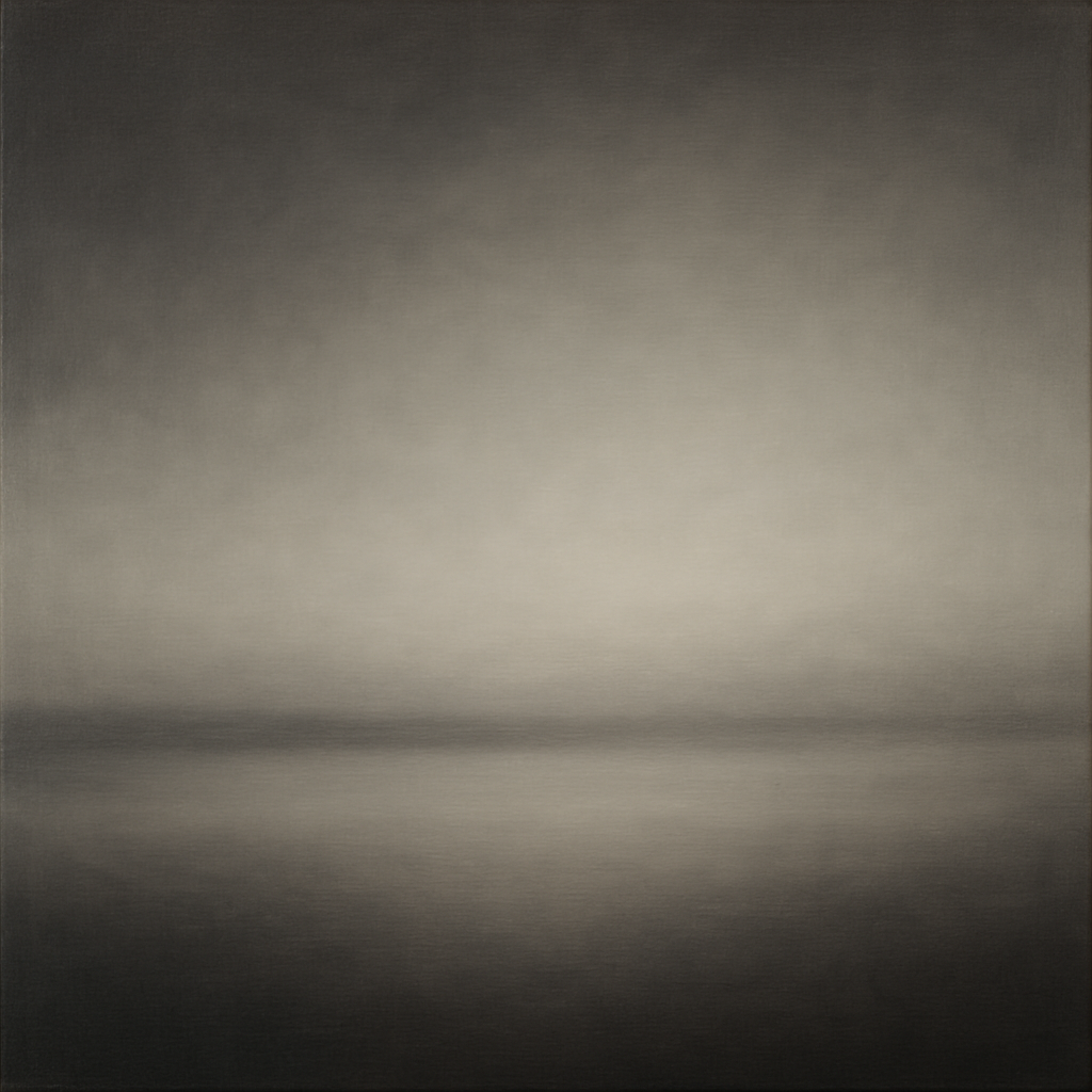 Monochrome Charcoal Drift & Soft Sfumato Horizon No. 3 Oil Painting 100% Hand Painted Oil on Belgian Linen Canvas, Original Fine Art Wall Decor