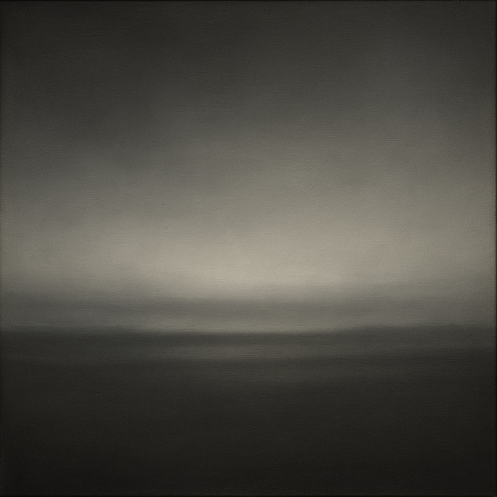 Monochrome Charcoal Drift & Soft Sfumato Horizon No. 14 Oil Painting - View 1
