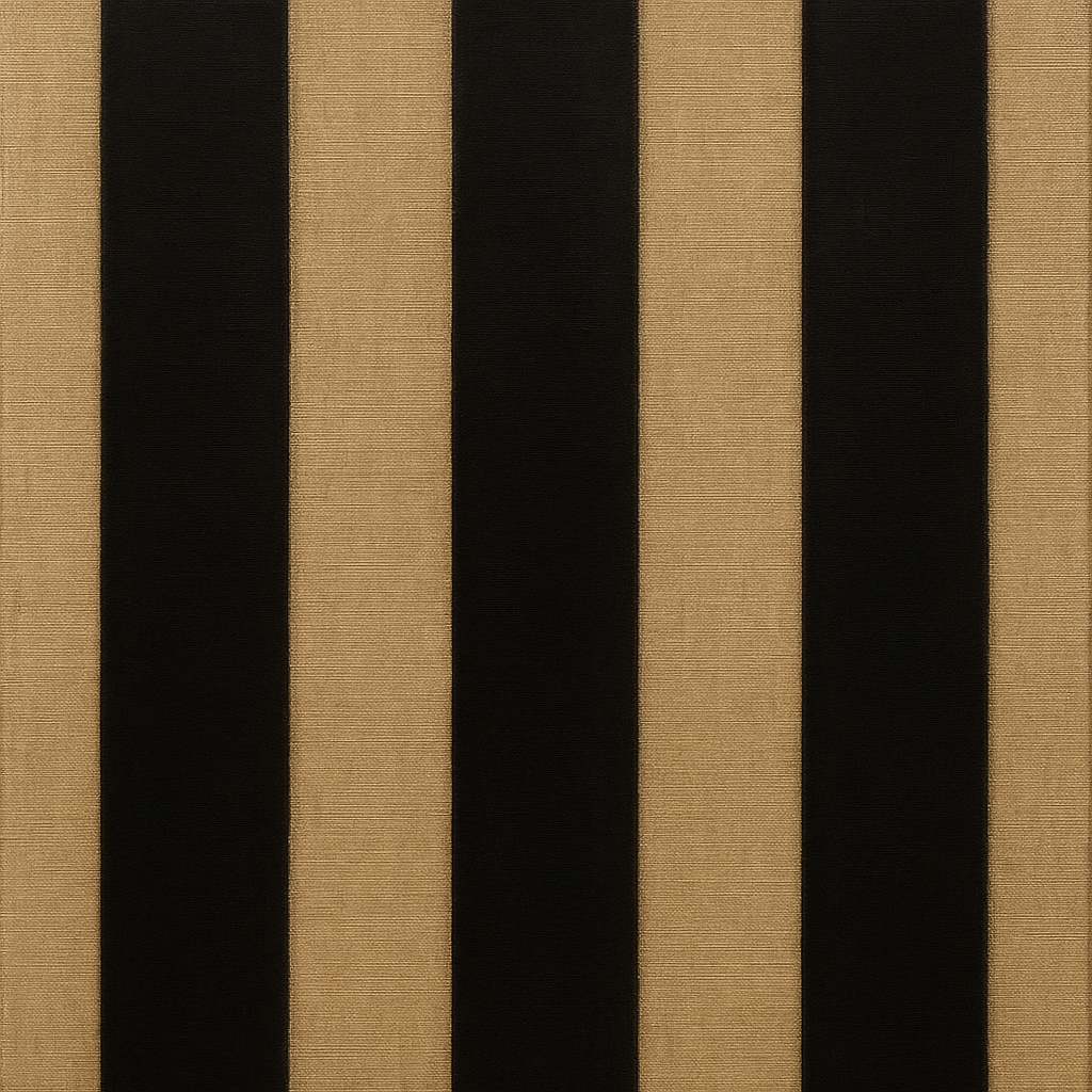 Minimalist Black Stripe & Raw Linen Rhythm No. 3 Fine Art Oil Painting - View 1