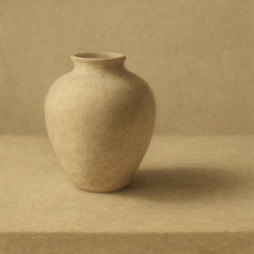 Organic Clay Vessel & Solitary Shadow No. 5 Oil Painting - View 1