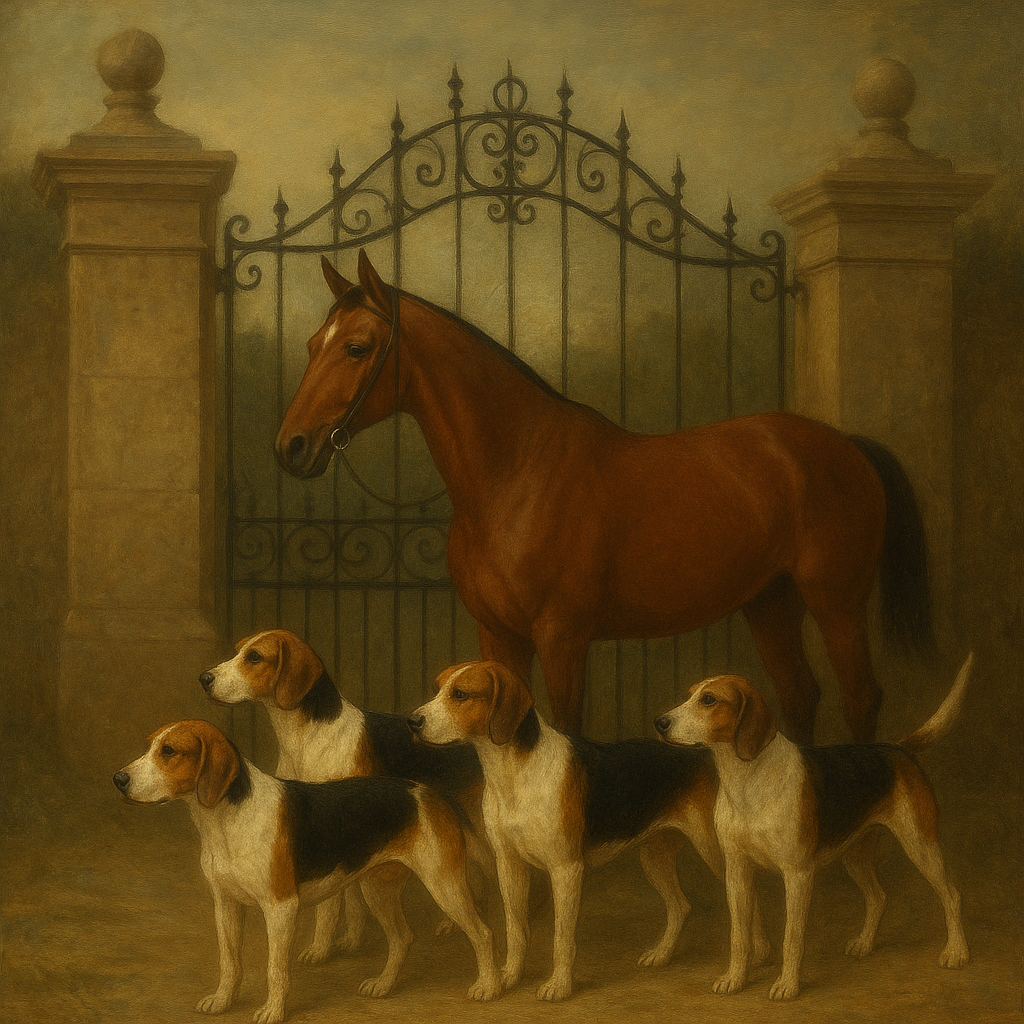 Hunting Hounds & Thoroughbred by Estate Gate No. 20 Oil Painting - View 1