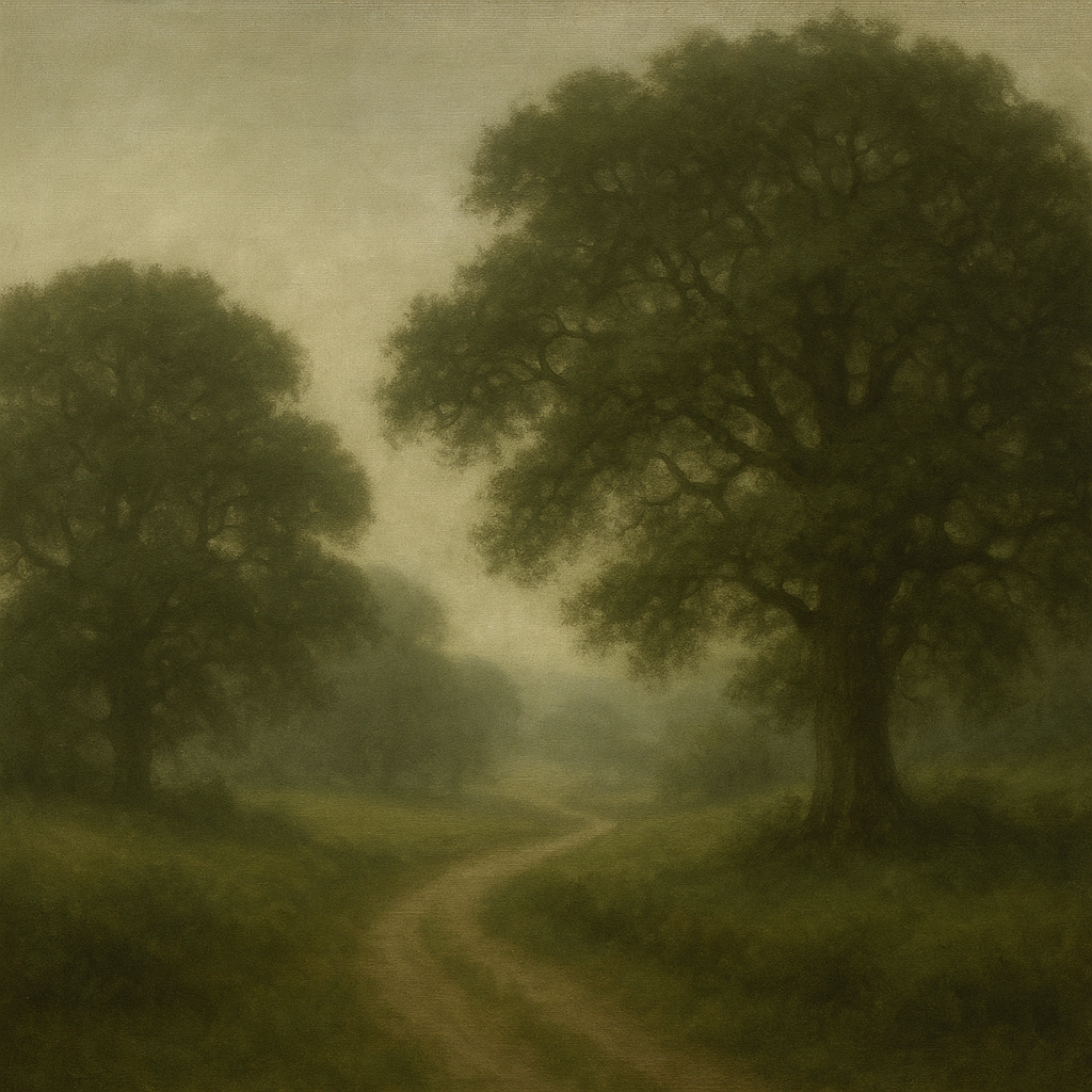 Misty English Countryside Lane No. 6 Oil Painting - View 1