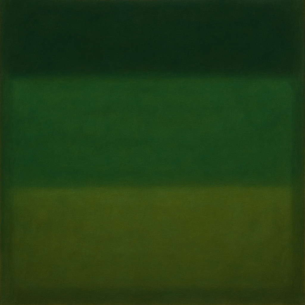 Forest Emerald & Deep Moss Contemplative Field No. 6 Oil Painting - View 1