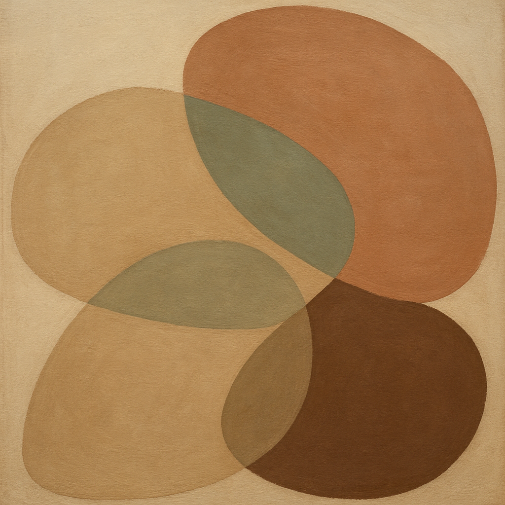 Organic Curved Shapes in Neutral Earth Pigments No. 9 Fine Art Oil Painting - View 1