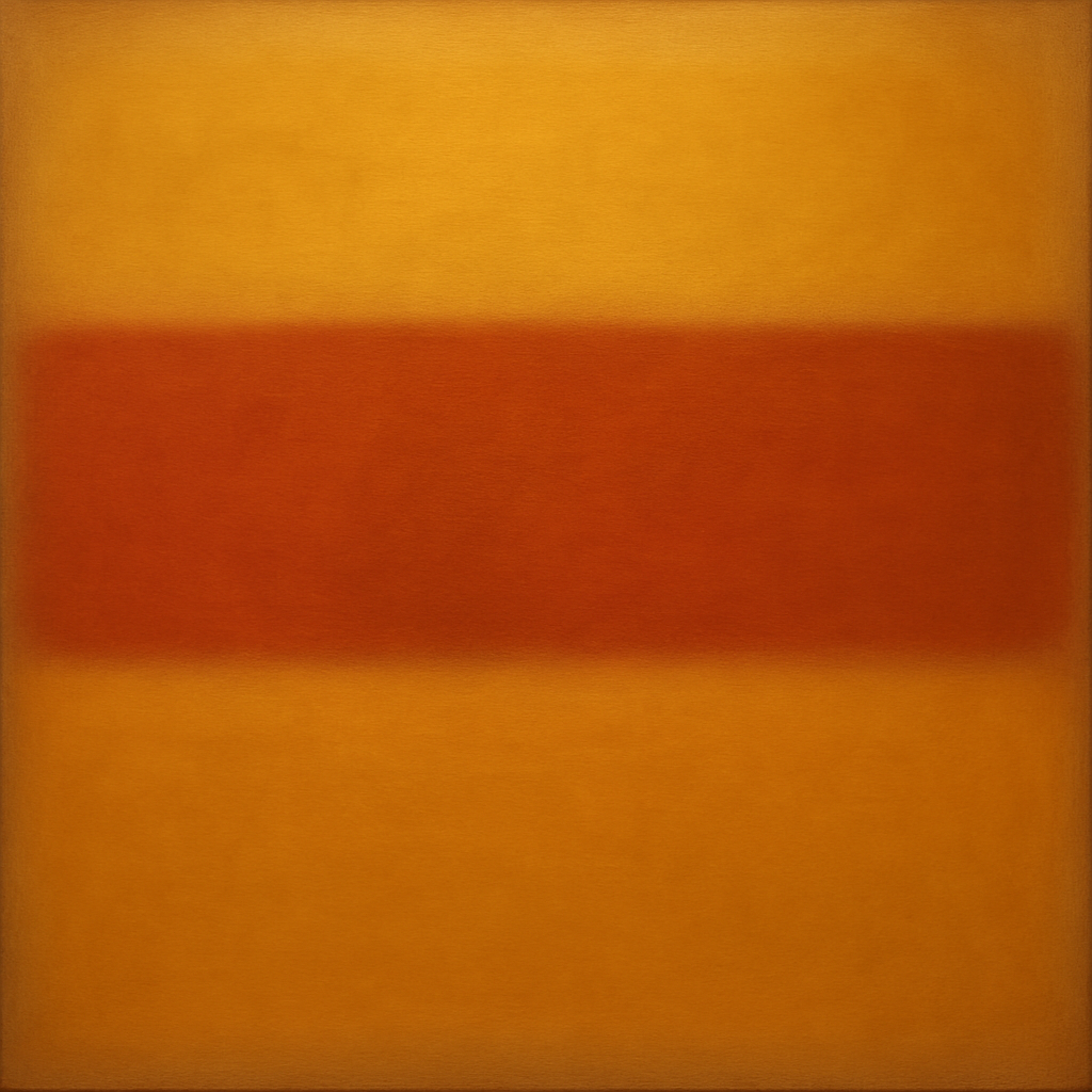 Luminous Ochre & Terracotta Horizon Color Field No. 26 Oil Painting 100% Hand Painted Oil on Belgian Linen Canvas, Original Fine Art Wall Decor