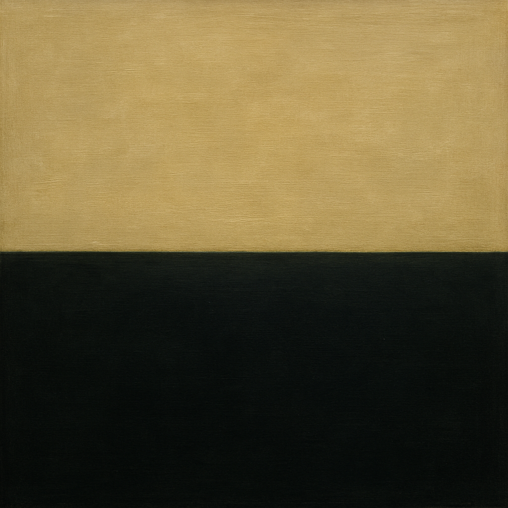 Onyx & Warm Biscuit Horizon No. 9 - Modern Fine Art Oil Painting - View 1