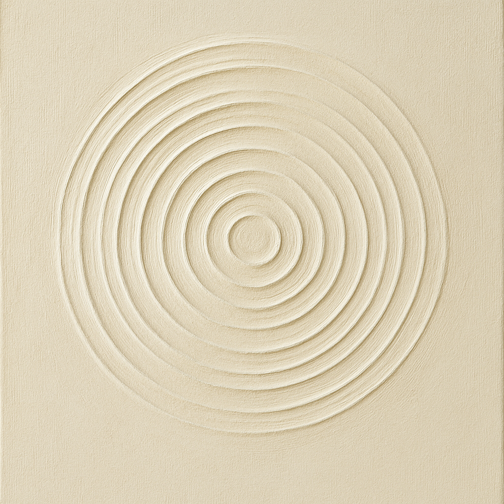 Concentric Zen Circles in Ivory No. 8 - Modern Fine Art Oil Painting - View 1
