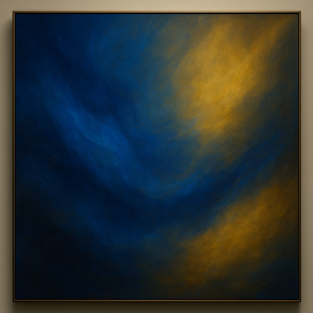 Lapis Lazuli & Golden Ochre Luminous Field No. 2 Oil Painting 100% Hand Painted Oil on Belgian Linen Canvas, Original Fine Art Wall Decor