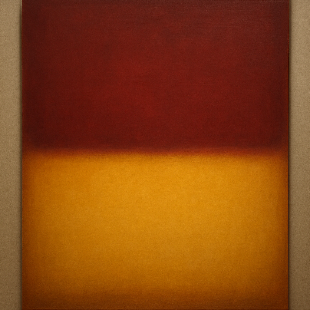 Crimson Burgundy & Saffron Gold Color Vibrations No. 28 Oil Painting 100% Hand Painted Oil on Belgian Linen Canvas, Original Fine Art Wall Decor