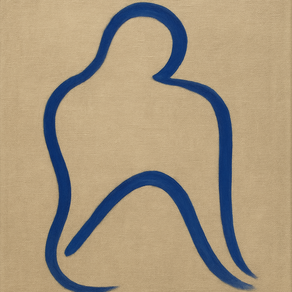 Cobalt Blue & Pale Oat Contour No. 8 - Modern Fine Art Oil Painting - View 1