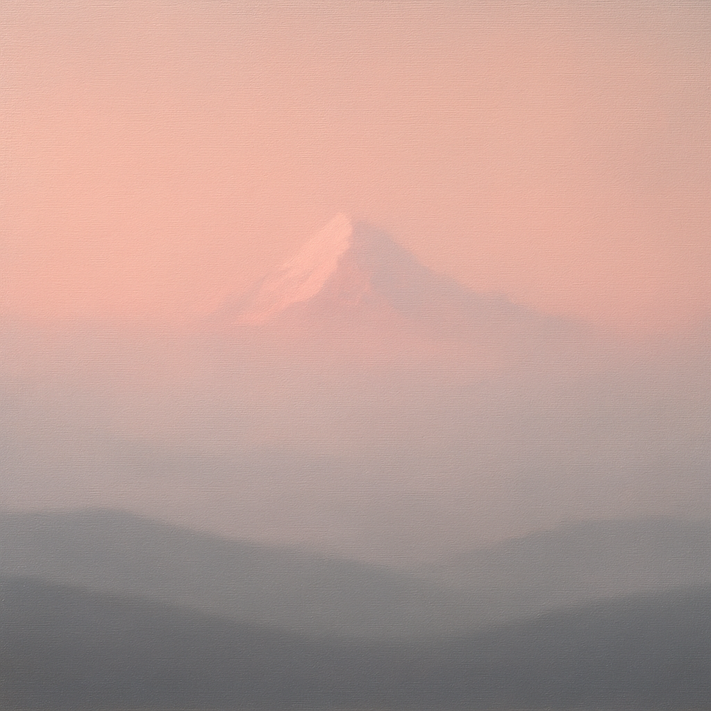 Pale Alpenglow over Distant Glacial Peak No. 19 Oil Painting - View 1