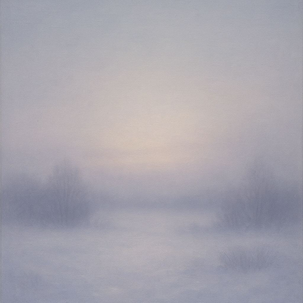 Winter Dawn Frost & Pale Silver Light No. 22 Oil Painting 100% Hand Painted Oil on Belgian Linen Canvas, Original Fine Art Wall Decor