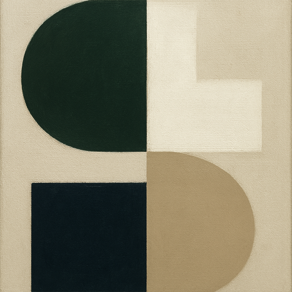 Forest Emerald & Chalk Interlock No. 6 - Modern Fine Art Oil Painting - View 1