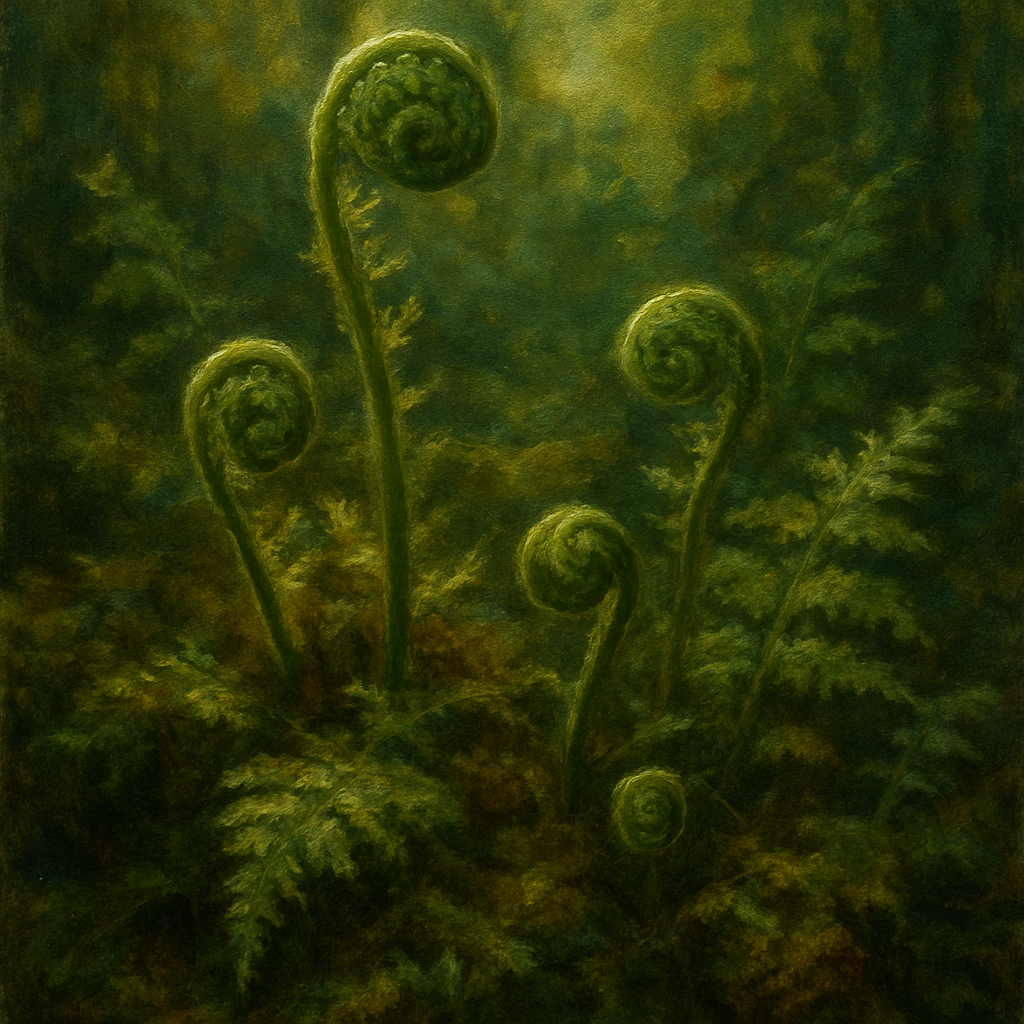 Forest Ferns & Mossy Woodland Herbarium No. 4 Fine Art Oil Painting - View 1