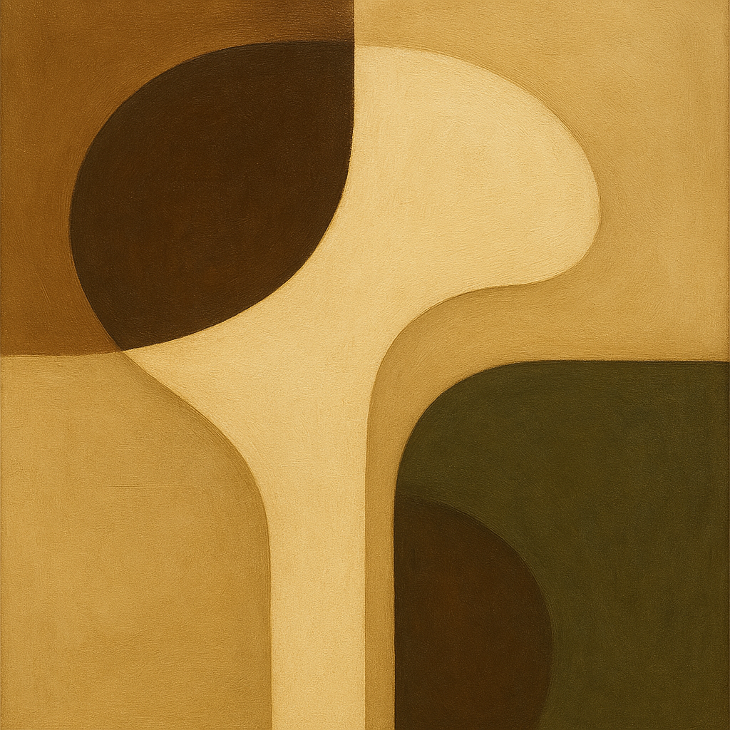 Minimalist Asymmetrical Balance in Raw Umber No. 25 Oil Painting 100% Hand Painted Oil on Belgian Linen Canvas, Original Fine Art Wall Decor