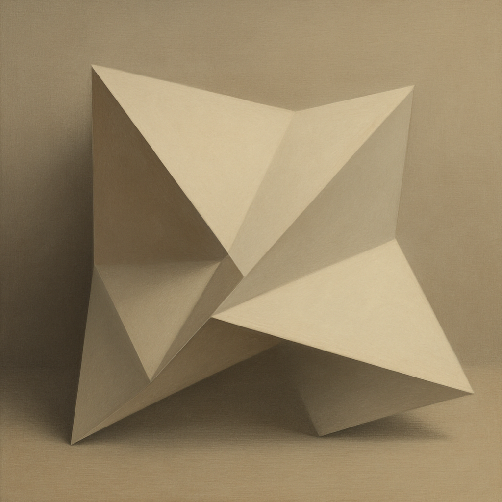 Folded Paper Geometry in Neutral Gradient Shadows No. 18 Oil Painting - View 1