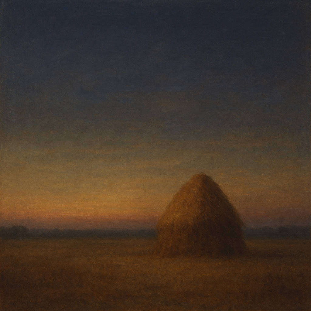 Dusk Horizon over Weathered Haystack No. 4 Oil Painting - View 1