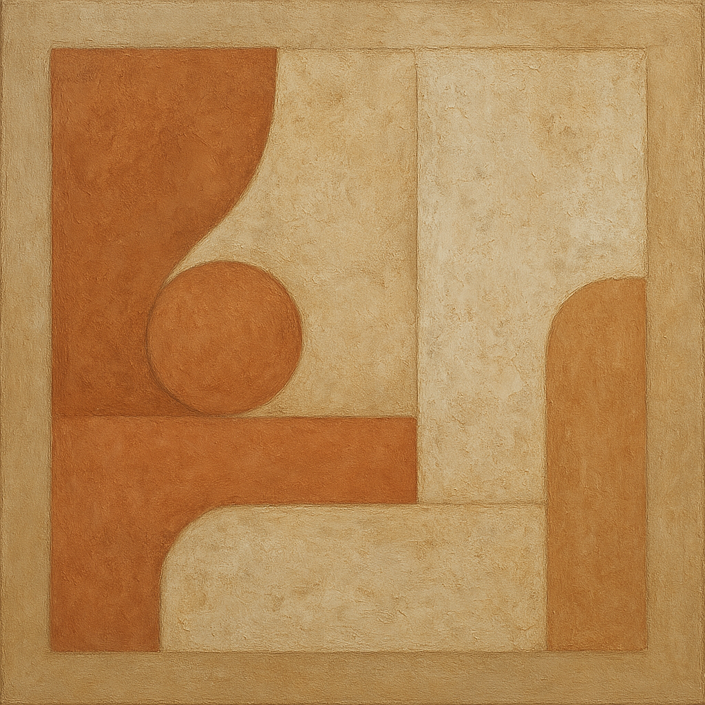 Earthy Terracotta & Weathered Plaster Wash No. 14 Oil Painting 100% Hand Painted Oil on Belgian Linen Canvas, Original Fine Art Wall Decor