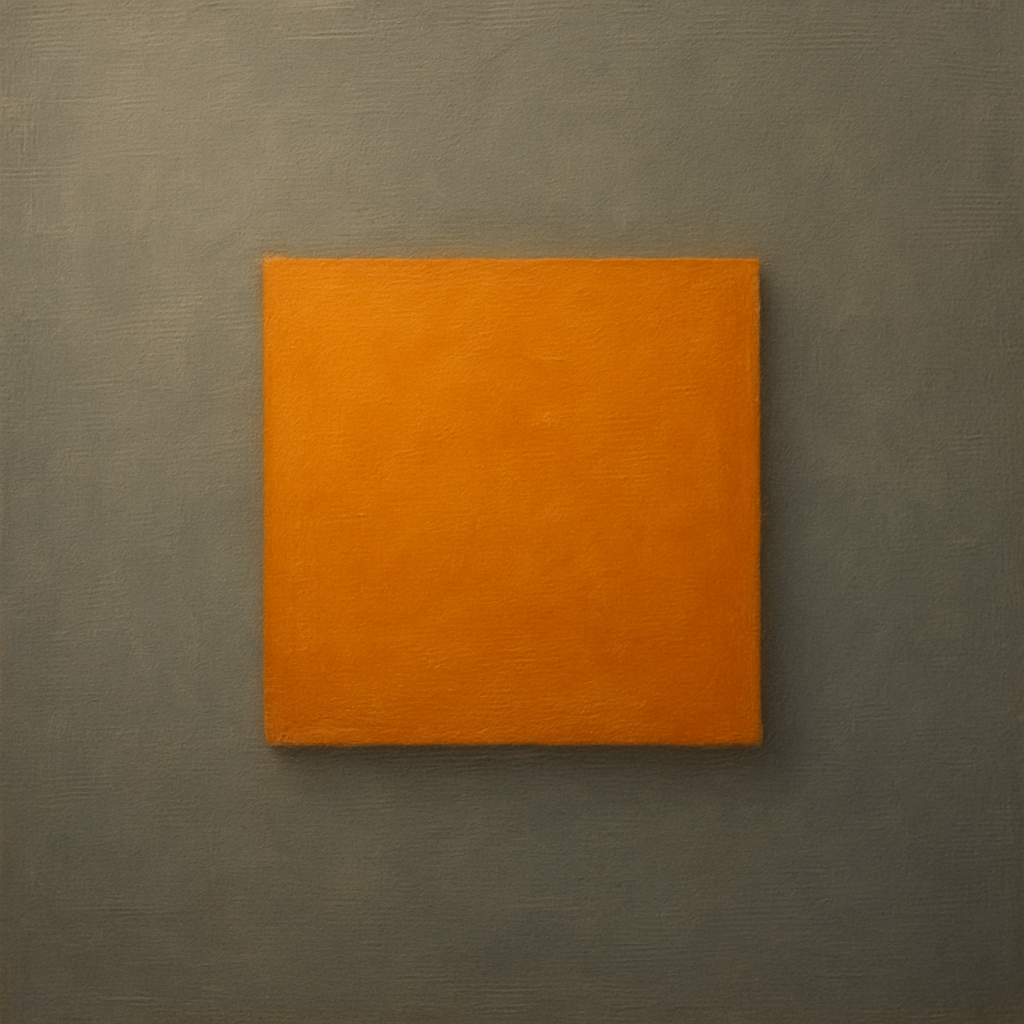 Cadmium Amber & Slate Grey Block No. 10 - Modern Fine Art Oil Painting - View 1