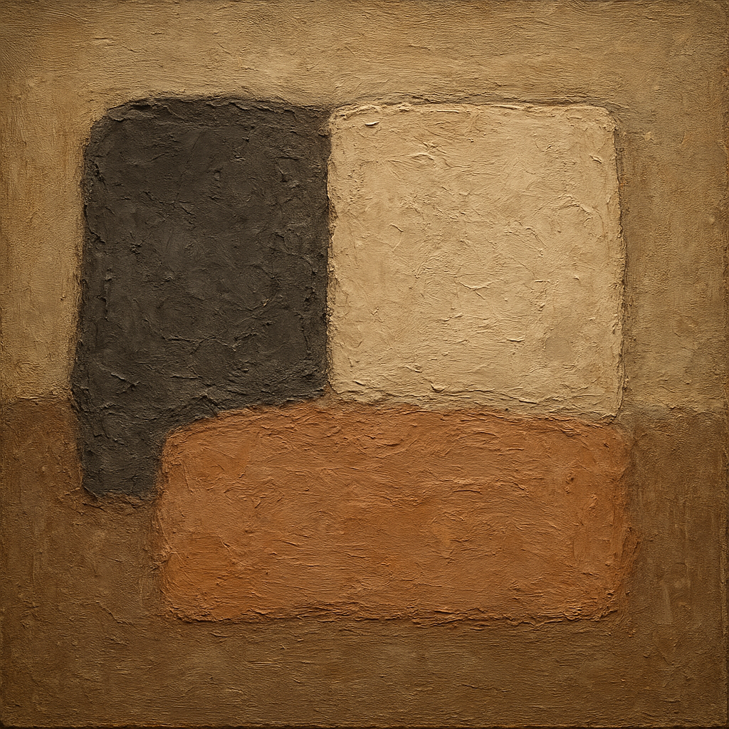 Mineral Ash and Clay Minimalist Wabi-Sabi Oil Painting - View 1