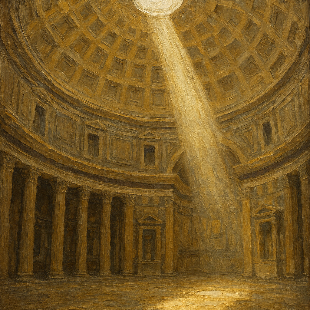 Rotunda Light Beam Architectural Oil Painting - View 1