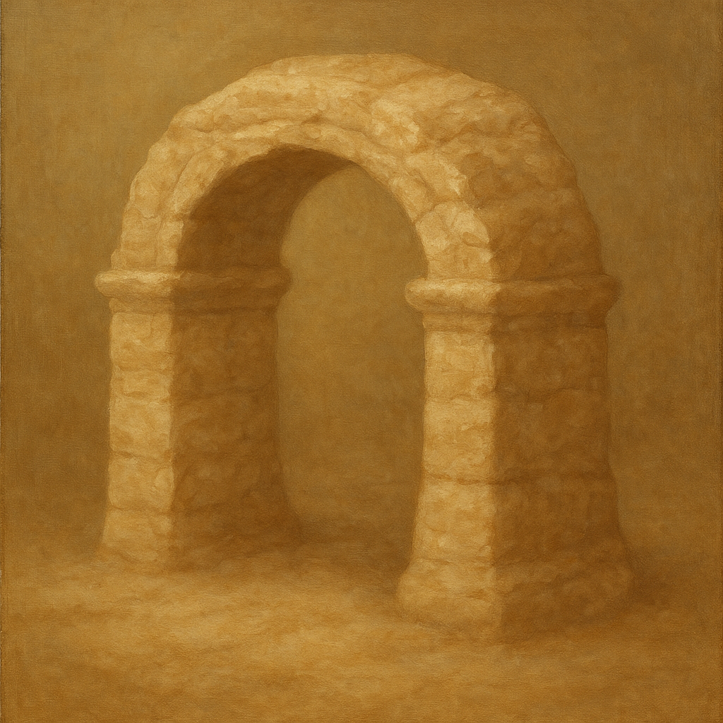 Travertine Stone Arch & Earth Tones No. 5 Oil Painting - View 1