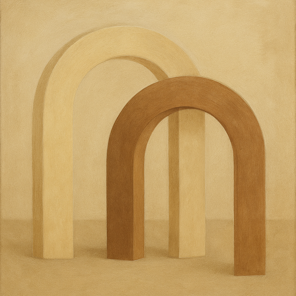 Minimalist Japandi Archways No. 10 - Modern Fine Art Oil Painting - View 1