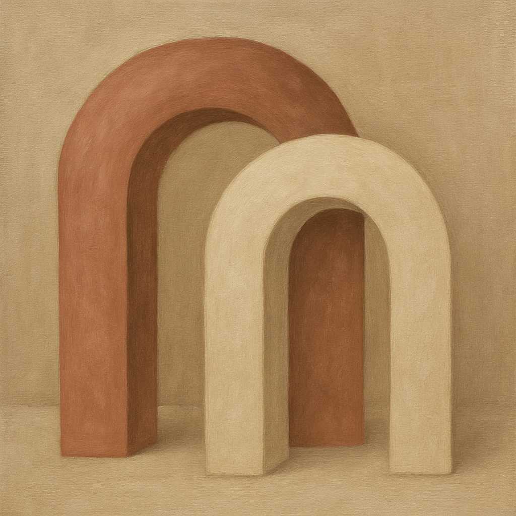 Minimalist Japandi Archways No. 10 - Modern Fine Art Oil Painting - View 1