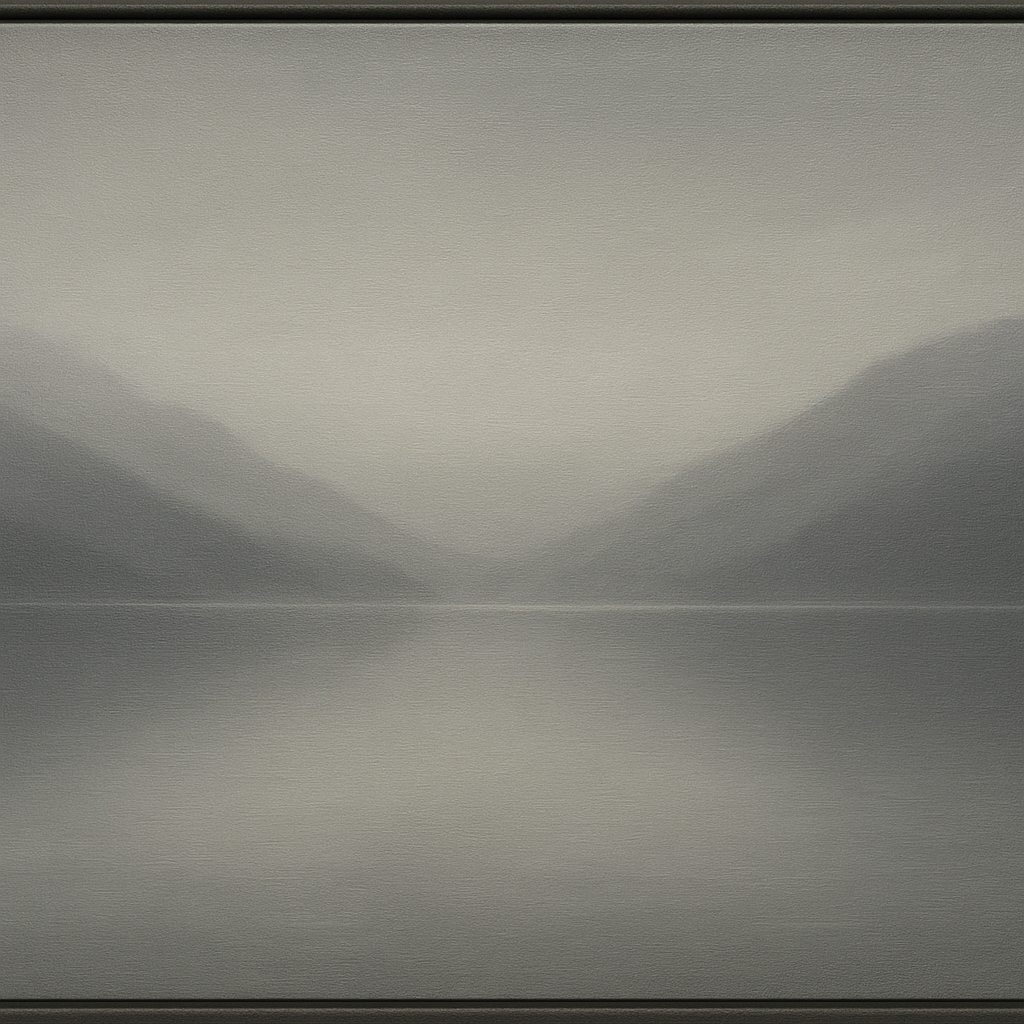 Misty Fjord Horizon in Monochromatic Slate No. 6 Oil Painting - View 1