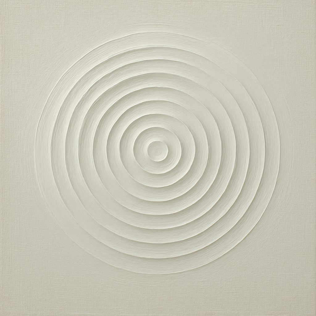 Concentric Zen Circles in Ivory No. 8 - Modern Fine Art Oil Painting - View 1