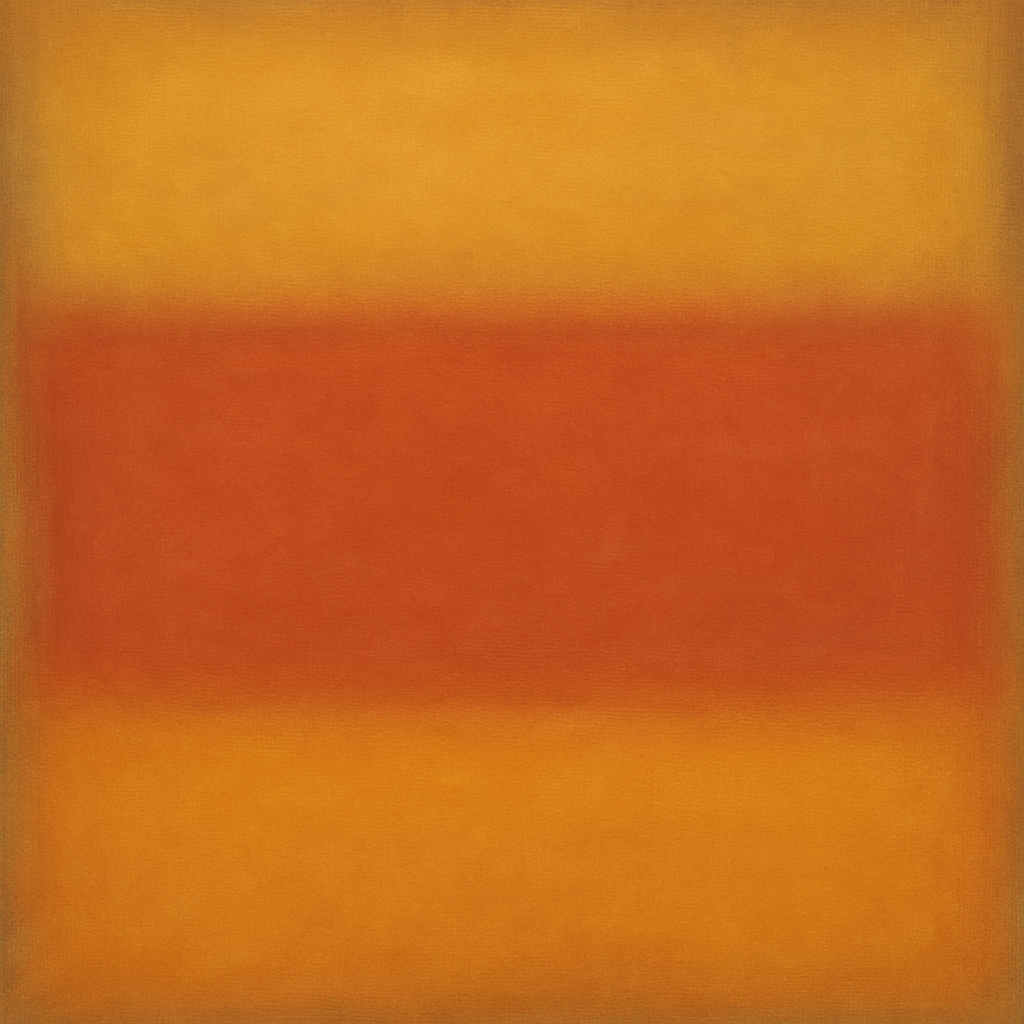 Luminous Ochre & Terracotta Horizon Color Field No. 23 Oil Painting - View 1