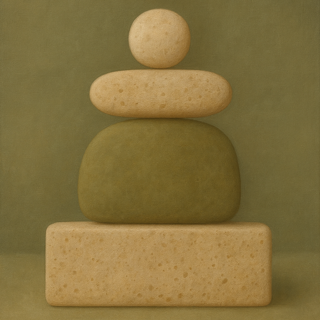 Muted Olive & Sandstone Geometric Balance No. 25 Oil Painting 100% Hand Painted Oil on Belgian Linen Canvas, Original Fine Art Wall Decor