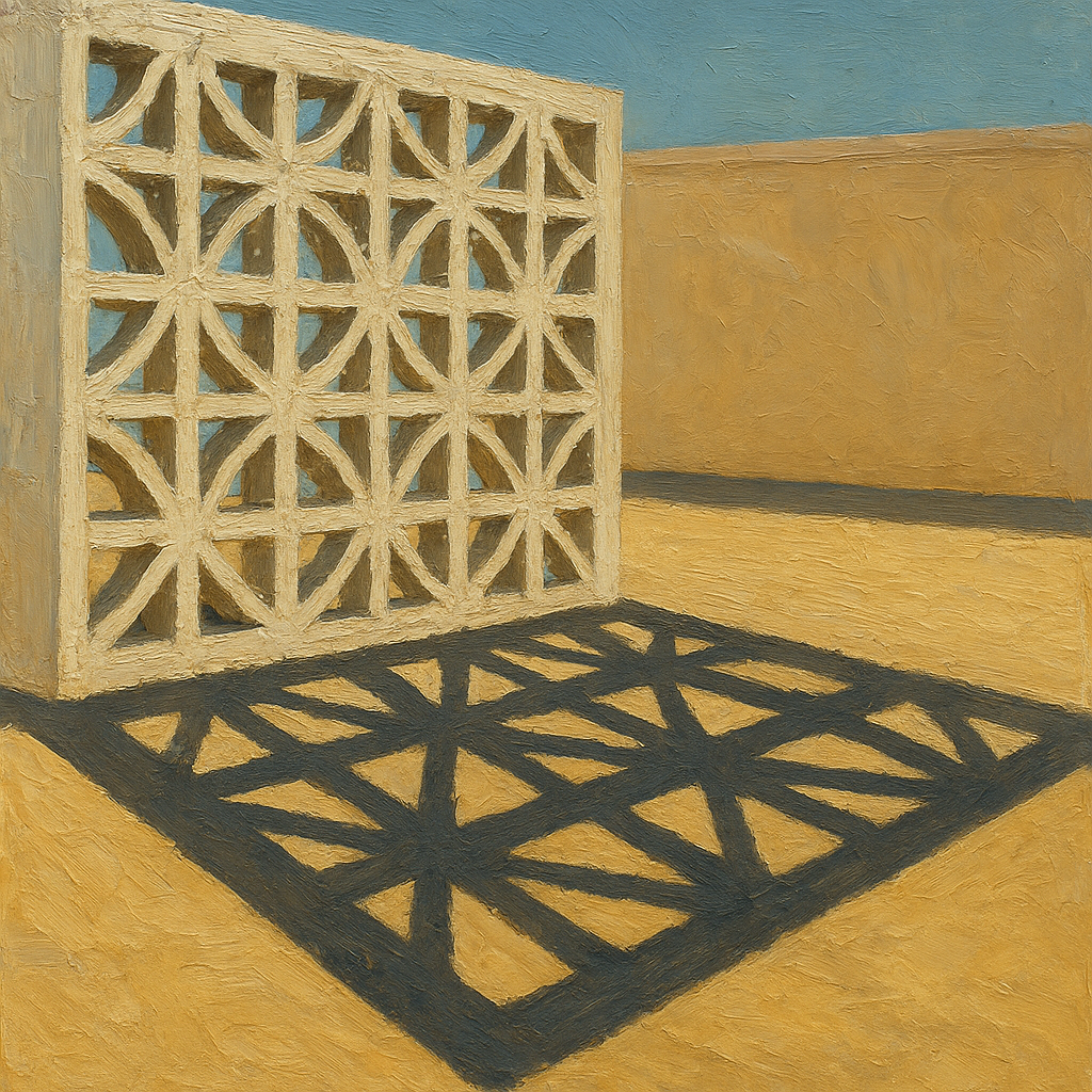 Desert Modern Breeze Block Shadow No. 4 Oil Painting - 100% Hand-Painted Master Oil Painting