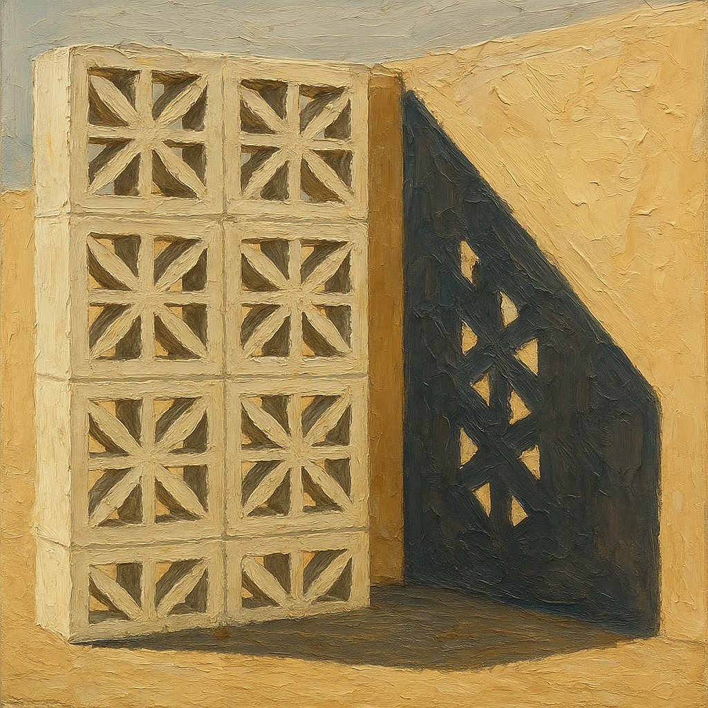 Desert Modern Breeze Block Shadow No. 6 Oil Painting - 100% Hand-Painted Master Oil Painting