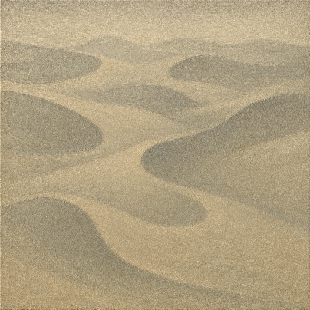 Monochrome Sand Dune Contours & Pale Slate No. 25 Oil Painting - View 1