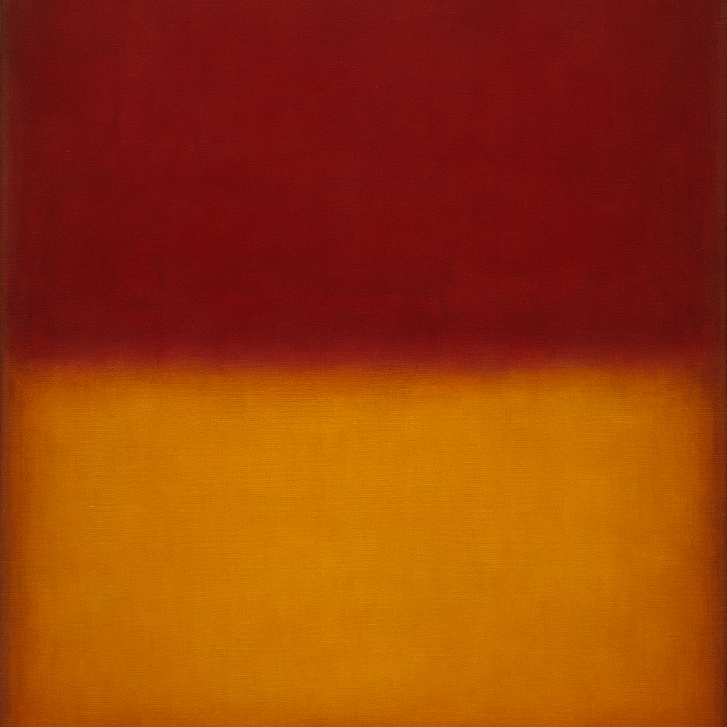 Crimson Burgundy & Saffron Gold Color Vibrations No. 22 Oil Painting - View 1
