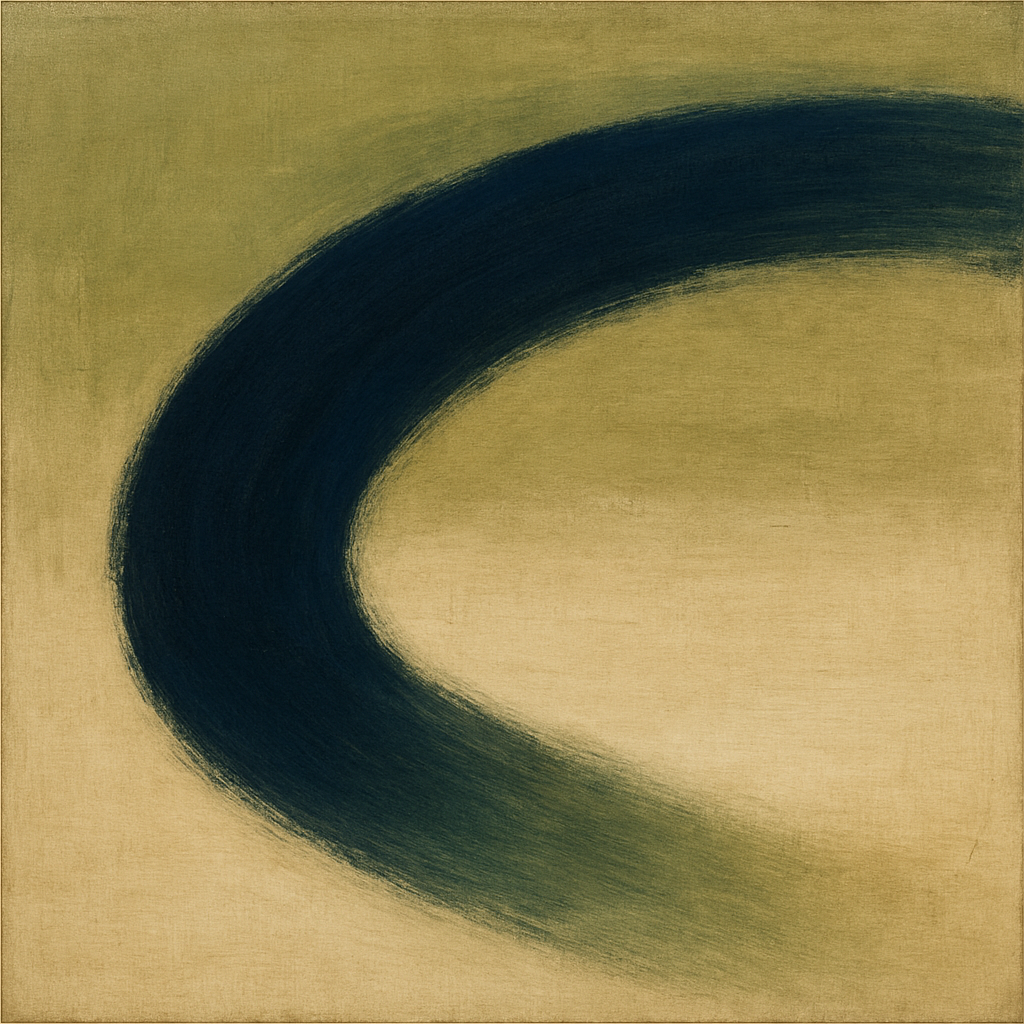 Navy Indigo & Warm Sand Sweep No. 2 - Modern Fine Art Oil Painting - View 1