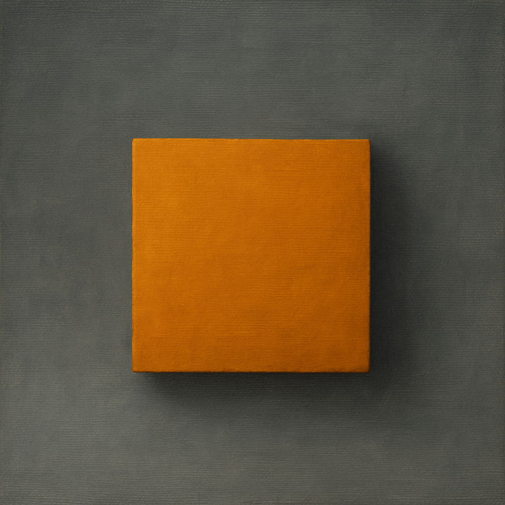 Cadmium Amber & Slate Grey Block No. 10 - Modern Fine Art Oil Painting - View 1