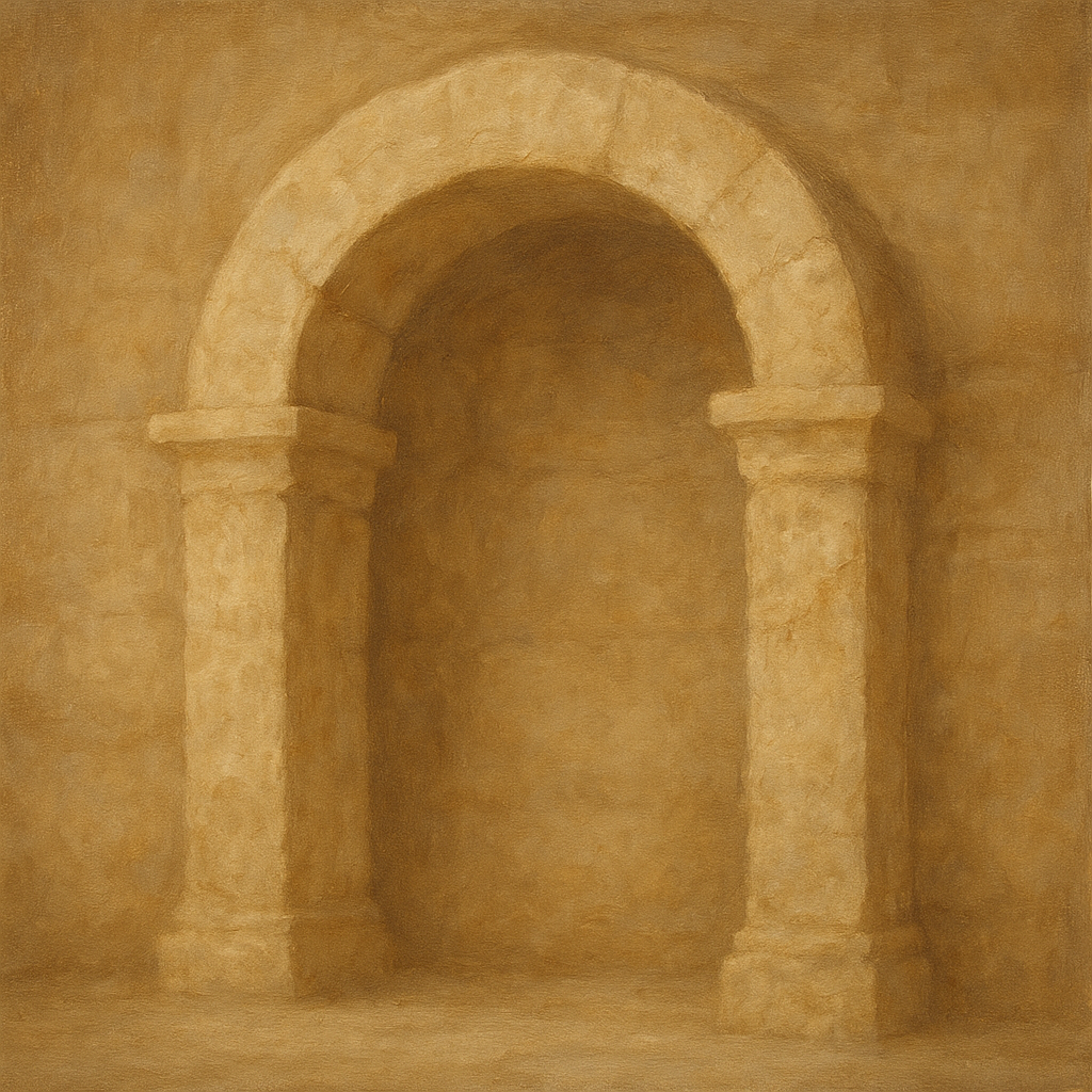 Travertine Stone Arch & Earth Tones No. 15 Oil Painting - View 1