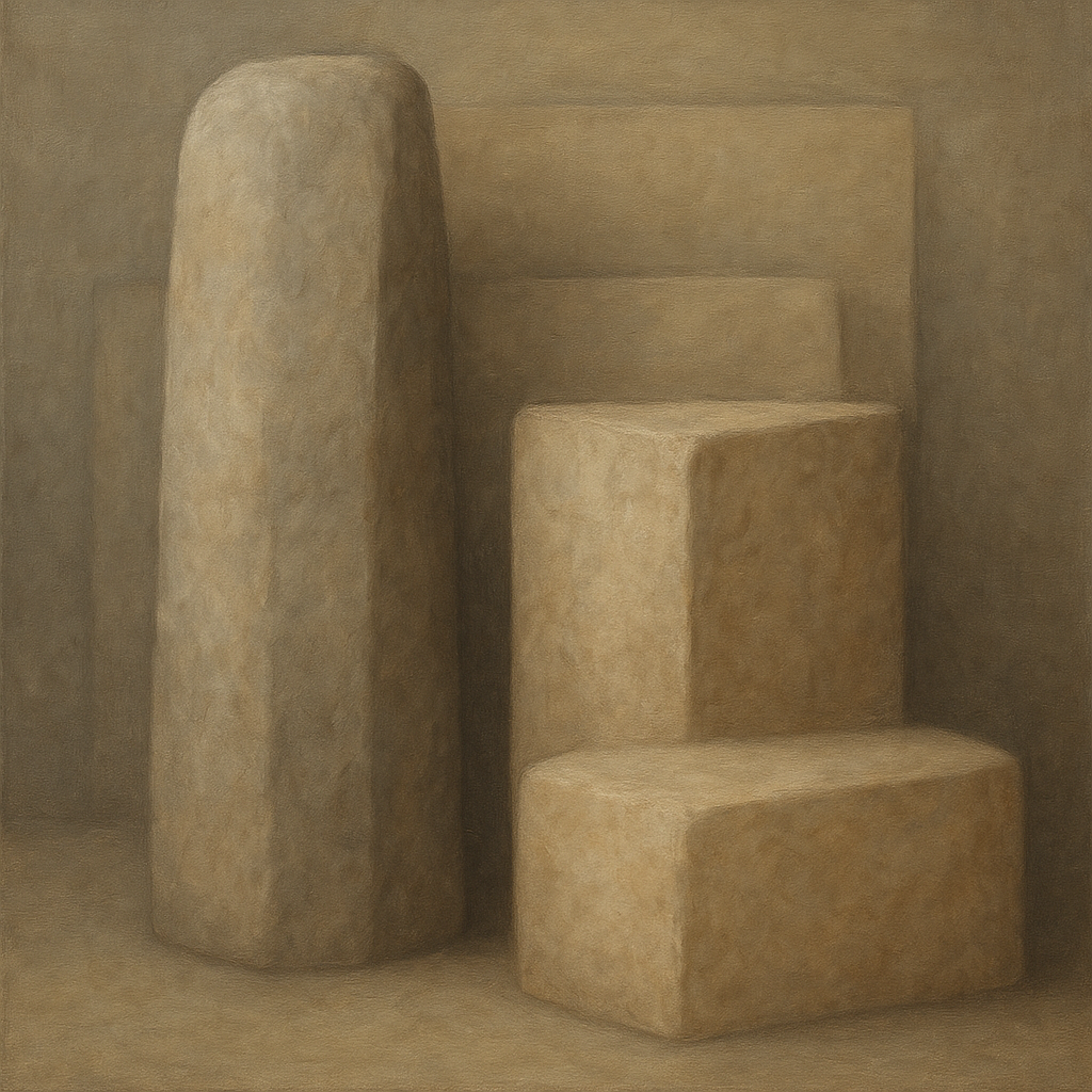 Driftwood Grey & Weathered Stone Monolith No. 24 Oil Painting - View 1
