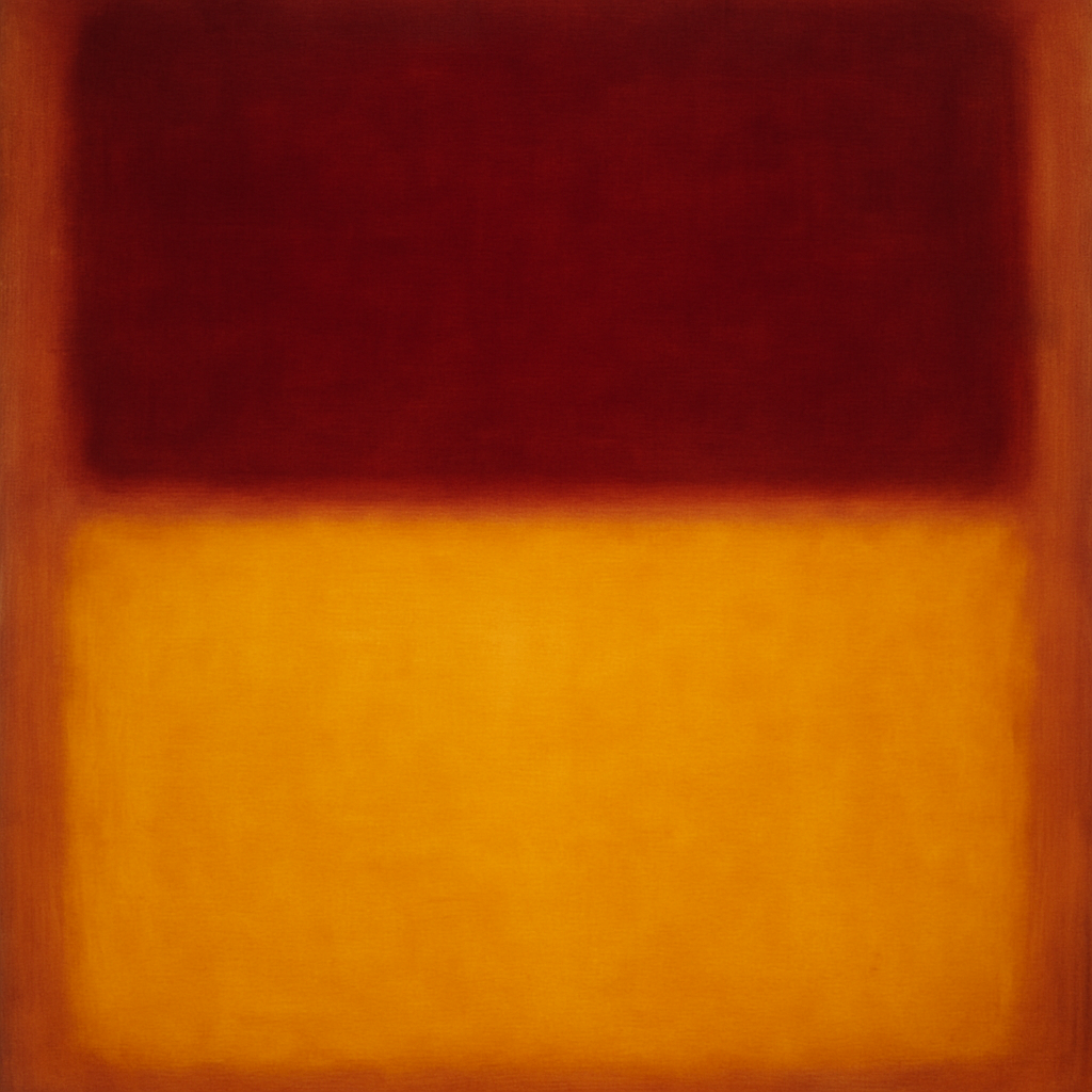 Crimson Burgundy & Saffron Gold Color Vibrations No. 11 Oil Painting 100% Hand Painted Oil on Belgian Linen Canvas, Original Fine Art Wall Decor