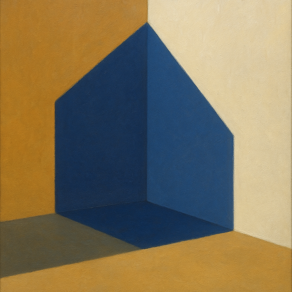 Sun & Shadow Architectural Facade Geometry No. 14 Fine Art Oil Painting - View 1