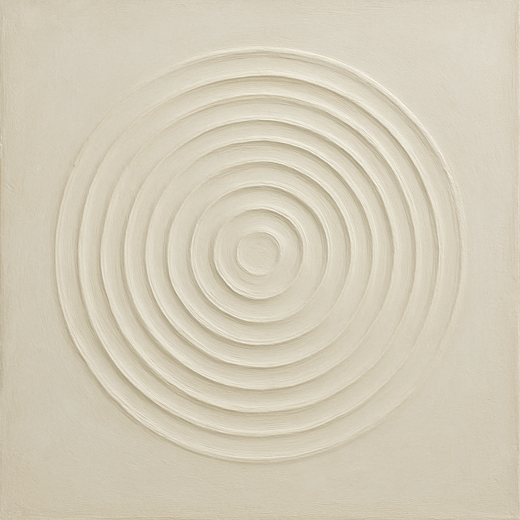 Concentric Zen Circles in Ivory No. 8 - Modern Fine Art Oil Painting - View 1