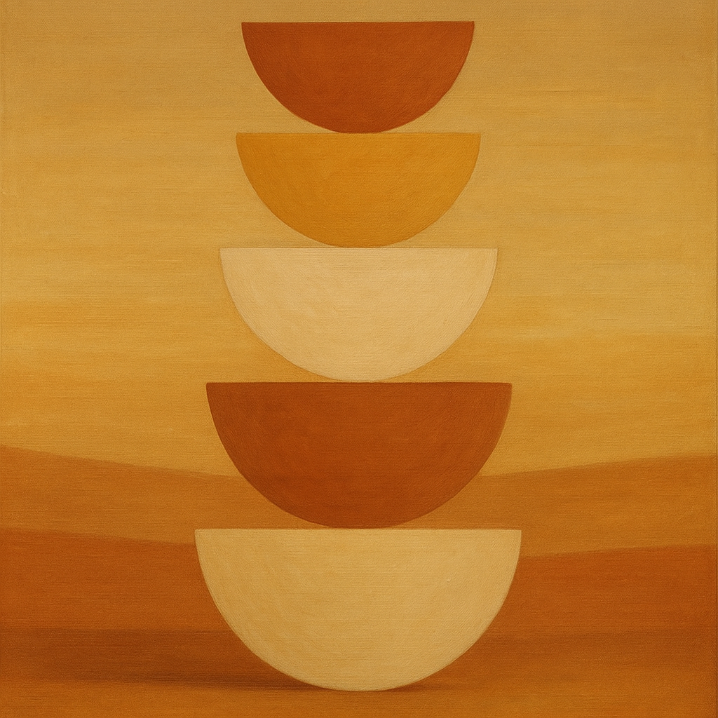 Stacked Semicircle Totem in Desert Warmth No. 10 Fine Art Oil Painting - View 1