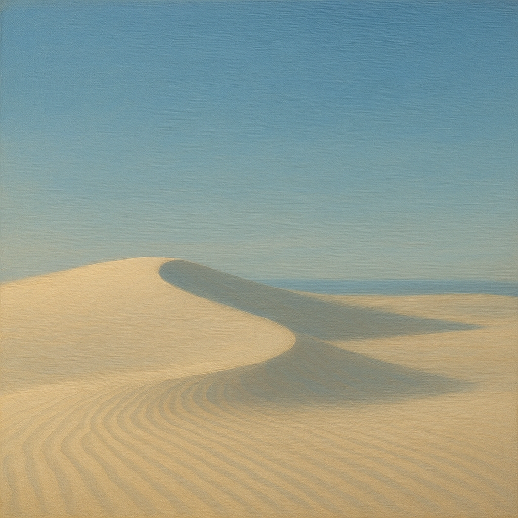 Minimalist Sand Dunes under Expansive Sky No. 8 Fine Art Oil Painting - View 1